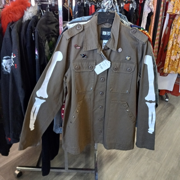 BONE IN Iron fist custom punk jacket by Rage Jackets! OOAK punk/goth patch - Picture 6 of 9